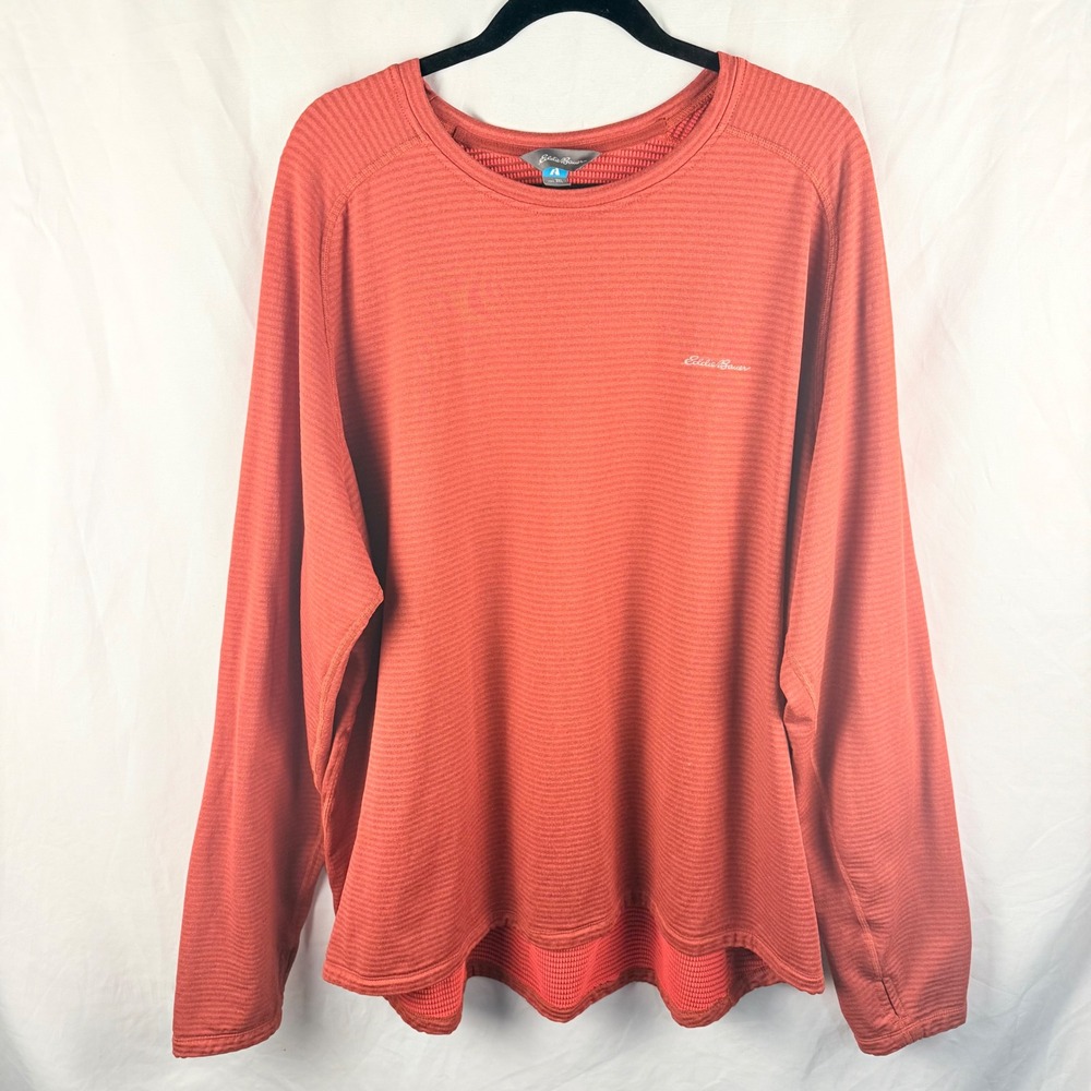 Eddie Bauer First Ascent Orange Striped Thermal Long Sleeve Base Layer 3XL